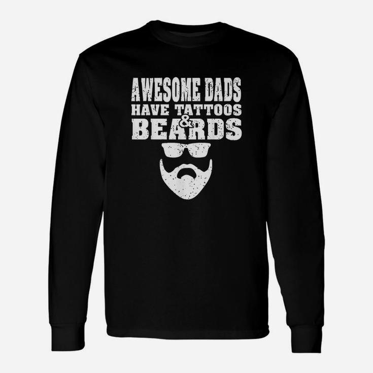 Awesome Dads Have Tattoos And Beards Vintage Unisex Long Sleeve