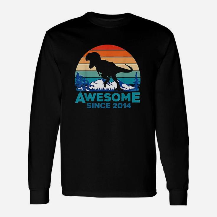 Awesome Since 2014 7 Years Old Dinosaur Gift Unisex Long Sleeve