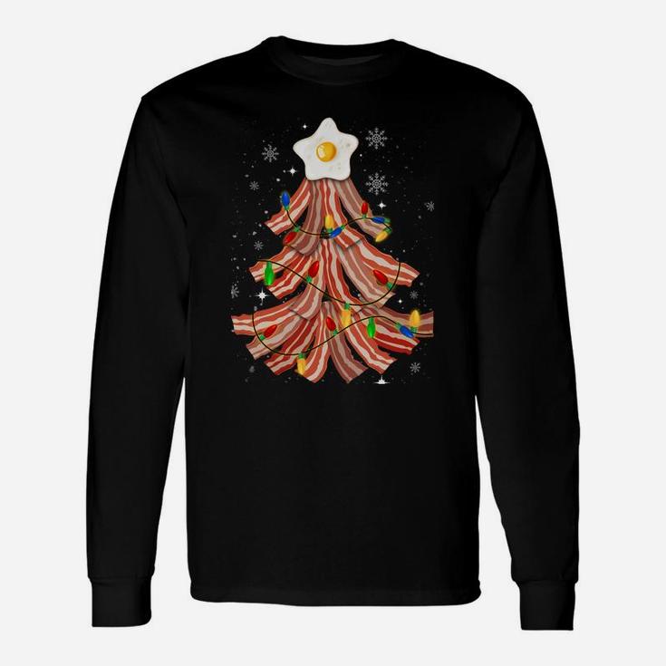Bacon Christmas Tree Egg Top Xmas | Funny Pork Lover Party Sweatshirt Unisex Long Sleeve