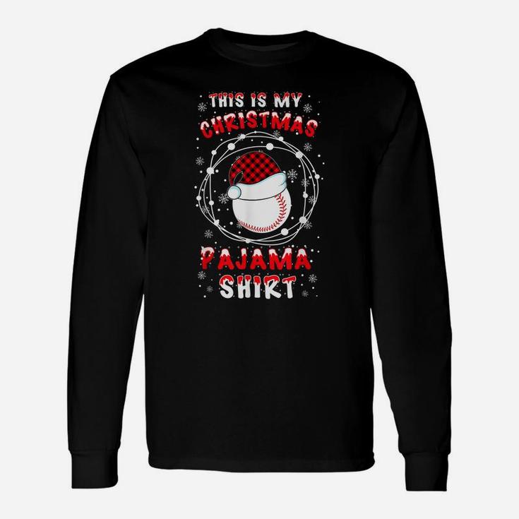 Baseball Lover Funny Santa Hat Christmas Pyjama Saying Gift Unisex Long Sleeve