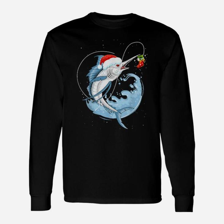 Bass Fishing Santa Hat Long Sleeve T-Shirt