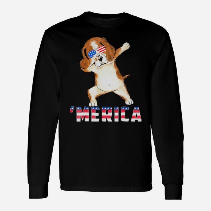 Beagle Merica 4Th Of July Dog Lover Long Sleeve T-Shirt