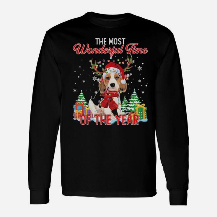 Beagle Santa The Most Wonderful Time Of The Year Long Sleeve T-Shirt