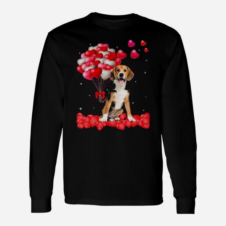 Beagle Valentines Day Outfit Heart Dog Lover Long Sleeve T-Shirt