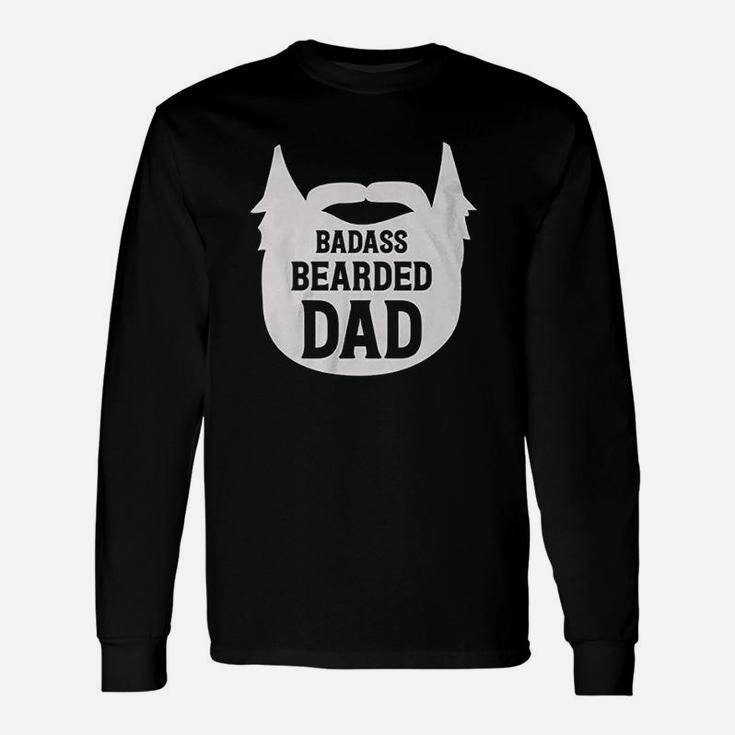 Bearded Dad Manly Beard Silhouette Funny Father Parent Unisex Long Sleeve