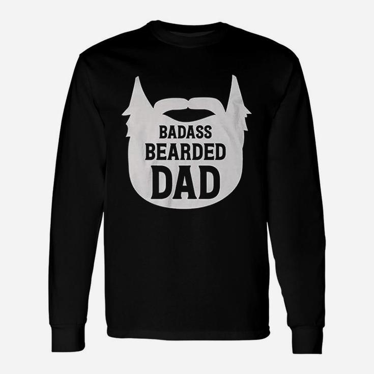 Bearded Dad Manly Beard Silhouette Funny Father Parent Unisex Long Sleeve