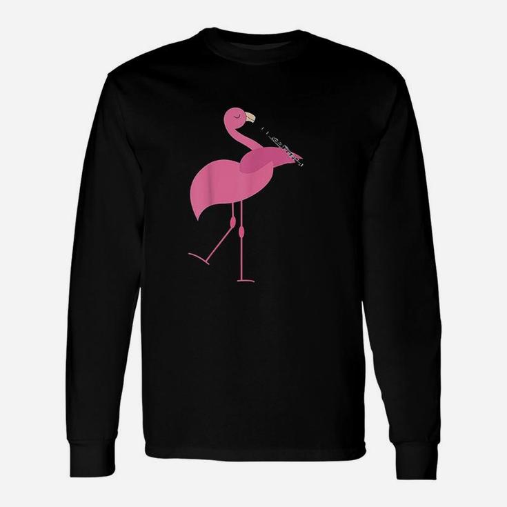 Beautiful Flamingo Playing Clarinet Musician Unisex Long Sleeve