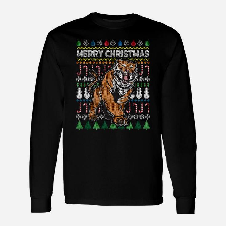 Beautiful Tiger Merry Christmas Ugly Xmas Big Cat Design Sweatshirt Unisex Long Sleeve