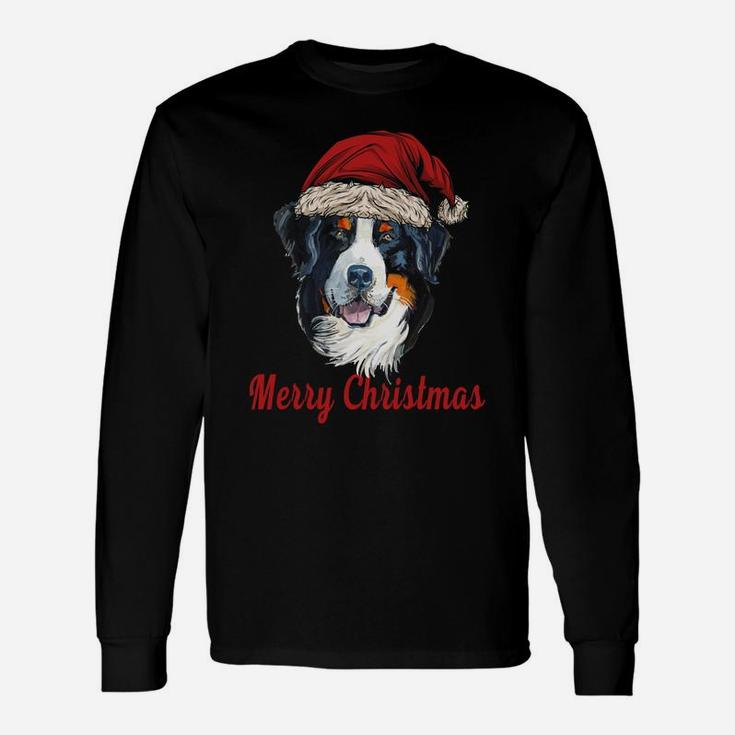 Bernese Mountain Dog Merry Christmas Berner Santa Hat Sweatshirt Unisex Long Sleeve
