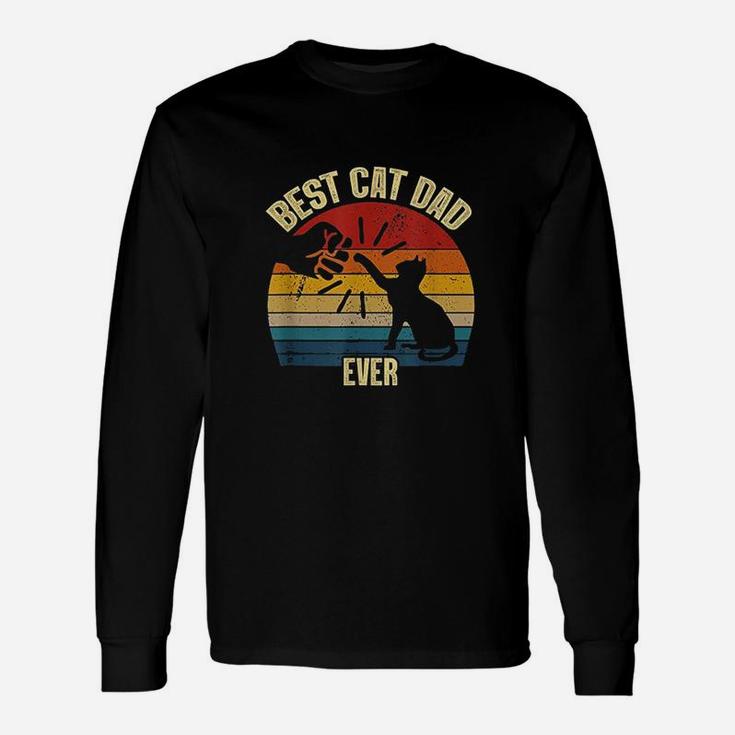 Best Cat Dad Ever Funny Cat Daddy Father Vintage Unisex Long Sleeve