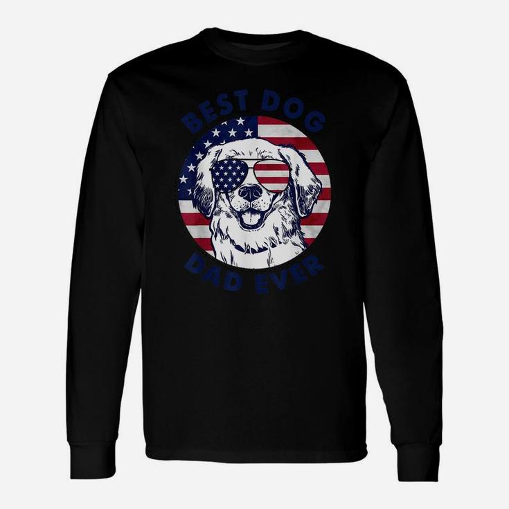 Best Dog Dad Ever American Flag  Gift For Best Father Unisex Long Sleeve