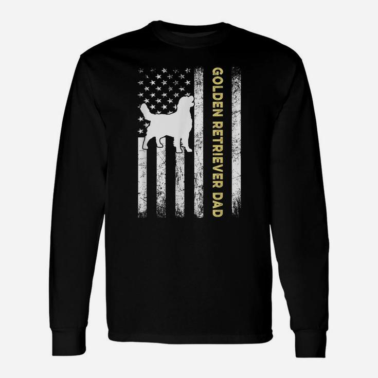 Best Golden Retriever Dad Ever Shirt Dog Lover American Flag Unisex Long Sleeve