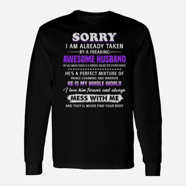 Best Wife Taken By Awesome Husband Retro Him Her Birthday Valentines Long Sleeve T-Shirt