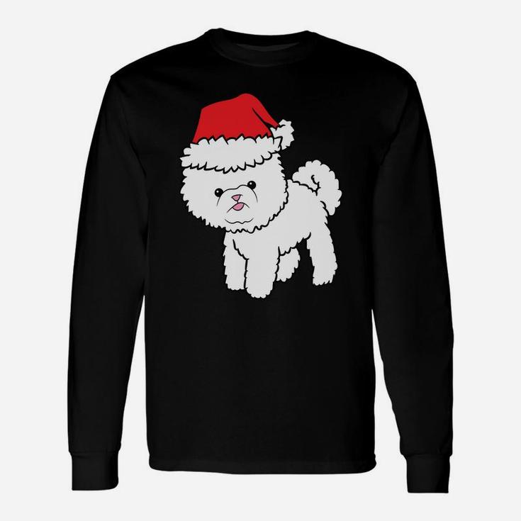 Bichon Frise Dog With Santa Hat Christmas Bichon Frise Sweatshirt Unisex Long Sleeve