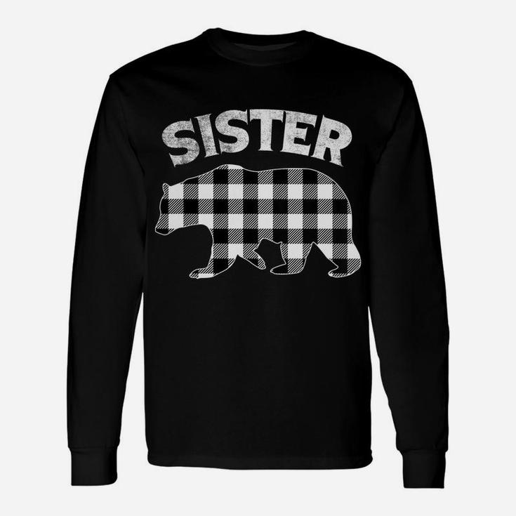 Black And White Buffalo Plaid Sister Bear Christmas Pajama Unisex Long Sleeve
