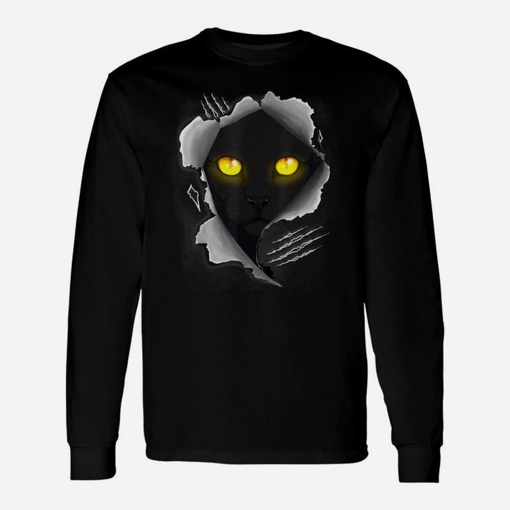 Black Cat Torn Cloth Cool Cats And Kittens Tee For Men Women Unisex Long Sleeve