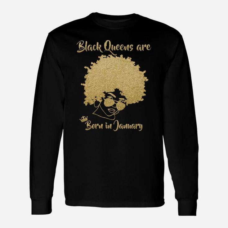 Black Queen January Birthday Gift Woman Afro Choclit Melanin Sweatshirt Unisex Long Sleeve