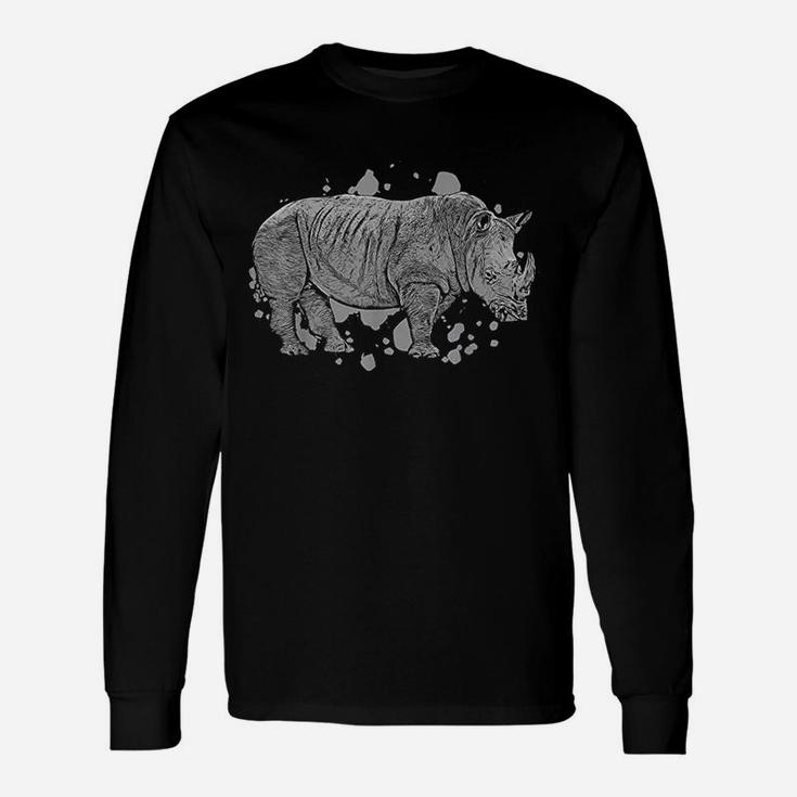 Black Rhino Graphic Animal Safari Wild Animal Rhino Unisex Long Sleeve