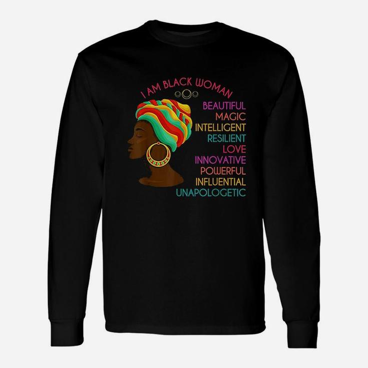 Black Woman African Roots Pride Black History Long Sleeve T-Shirt
