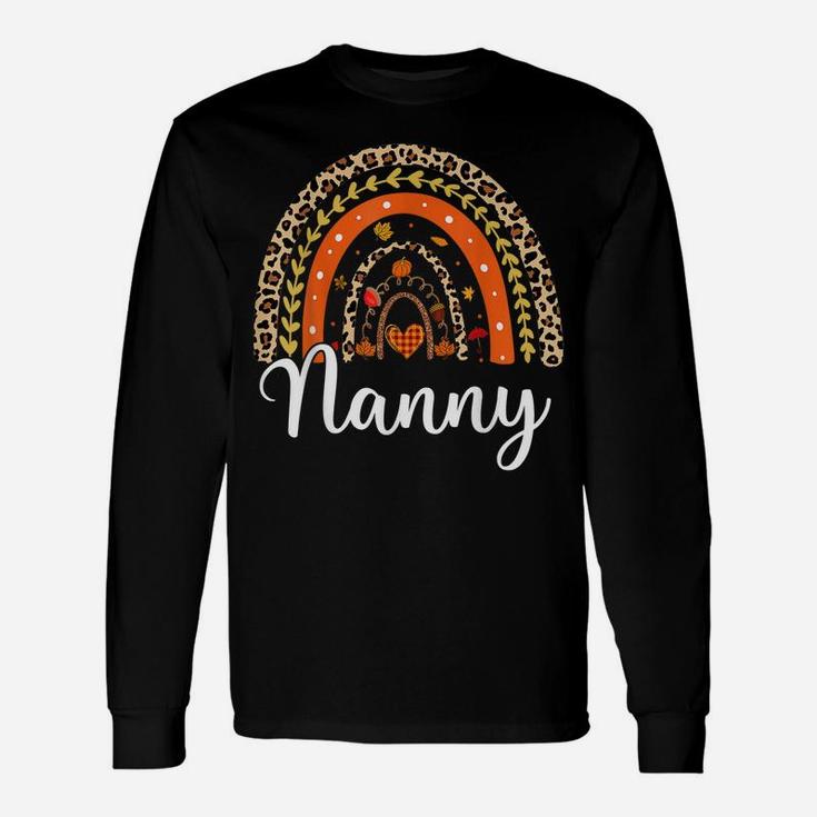 Blessed Nanny Funny Pumpkin Leopard Boho Rainbow Unisex Long Sleeve