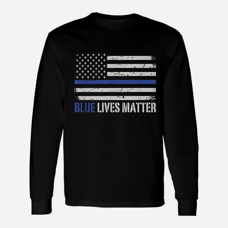 Blue Lives Matter Thin Blue Line American Flag Unisex Long Sleeve