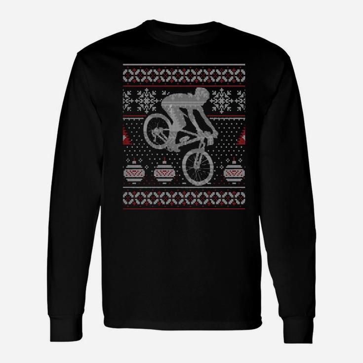 Bmx Bike Cyclist Bicycle Rider Bicyclist Happy Holidays Xmas Long Sleeve T-Shirt