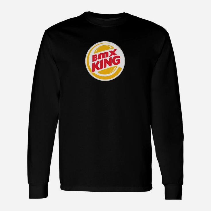 BMX King Logo Herren Langarmshirts in Schwarz, Trendiges Freizeit-Tee