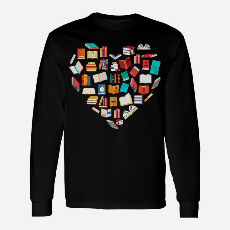 Book Lover Heart Shape Reading Club Librarian Bookworm Gift Unisex Long Sleeve