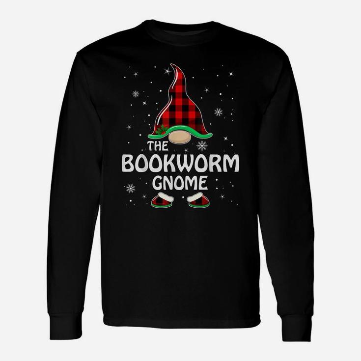 Bookworm Gnome Buffalo Plaid Matching Family Christmas Unisex Long Sleeve