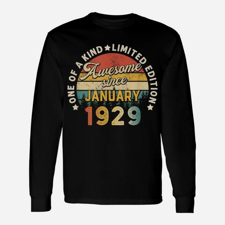 Born In January 1929 92Nd Birthday Vintage 92 Years Old Gift Unisex Long Sleeve