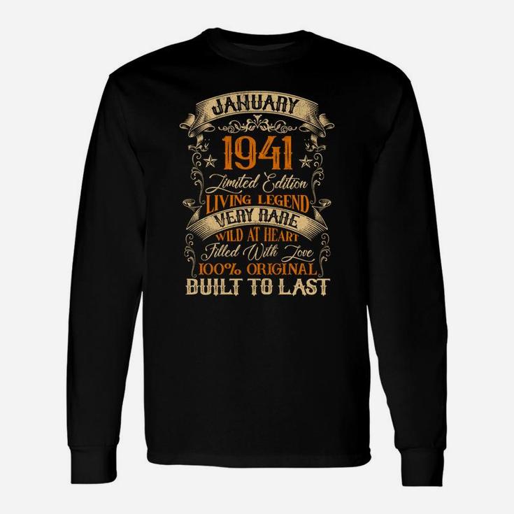 Born In January 1941 Vintage 80 Years Old 80Th Birthday Unisex Long Sleeve