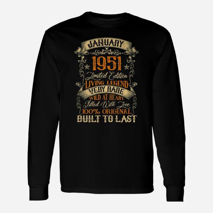 Born In January 1951 Vintage 70 Years Old 70Th Birthday Unisex Long Sleeve