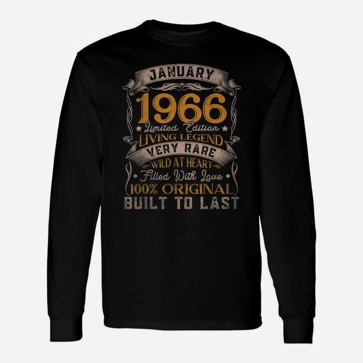 Born In January 1966 Vintage 55Th Birthday Gift 55 Years Old Unisex Long Sleeve