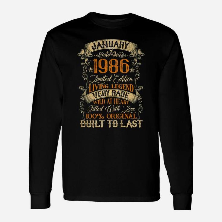 Born In January 1986 Vintage 35 Years Old 35Th Birthday Unisex Long Sleeve