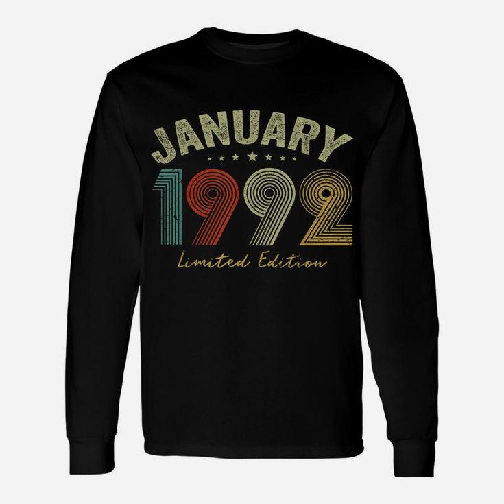 Born In January 1992 Vintage 29Th Birthday 29 Years Old Gift Unisex Long Sleeve