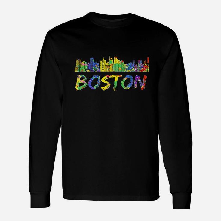 Boston Massachusetts Skyline Vintage Unisex Long Sleeve