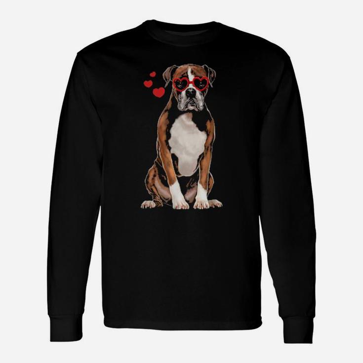 Boxer Cute Dog Valentine Heart Long Sleeve T-Shirt