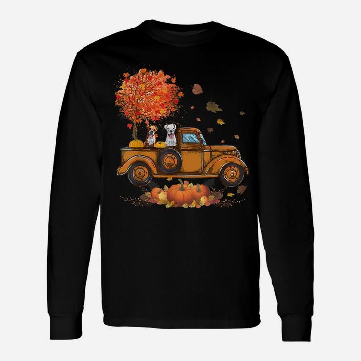 Boxer Pumpkins Truck Autumn Leaf Fall Thanksgiving Gifts Unisex Long Sleeve