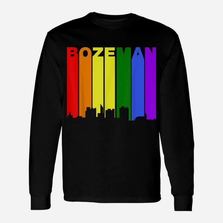 Bozeman Montana Lgbtq Gay Pride Rainbow Skyline Unisex Long Sleeve