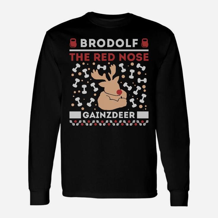 Brodolf Rudolf Workout Gym Funny Ugly Christmas Sweatshirt Sweatshirt Unisex Long Sleeve