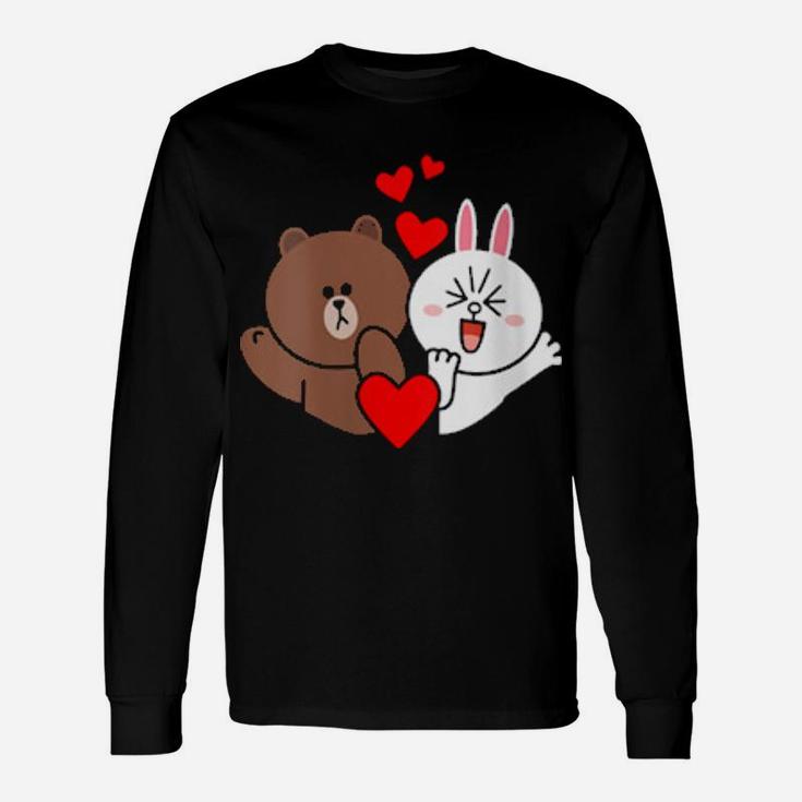 Brown Bear Cony Bunny Rabbit Love Kisses For You Valentine Long Sleeve T-Shirt