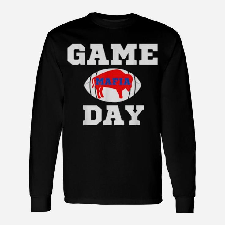 Buffalo Football Ny Vintage Sports Team Mafia Game Day Red Long Sleeve T-Shirt