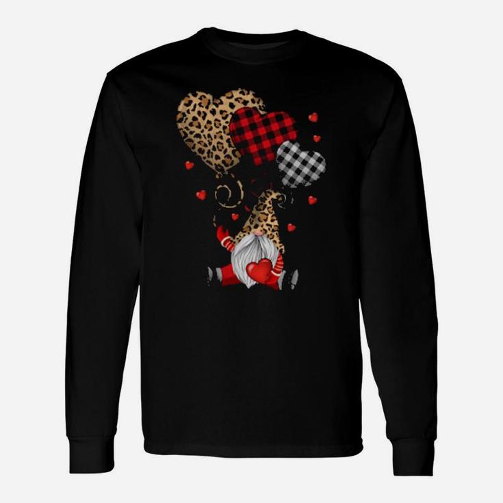 Buffalo Red Black Plaid And Leopard Hearts Valentine Day Long Sleeve T-Shirt