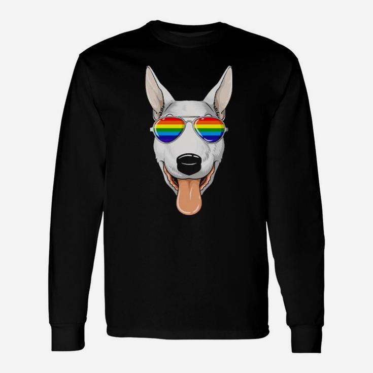 Bull Terrier Gay Pride Flag Lgbt Rainbow Sunglasses Long Sleeve T-Shirt