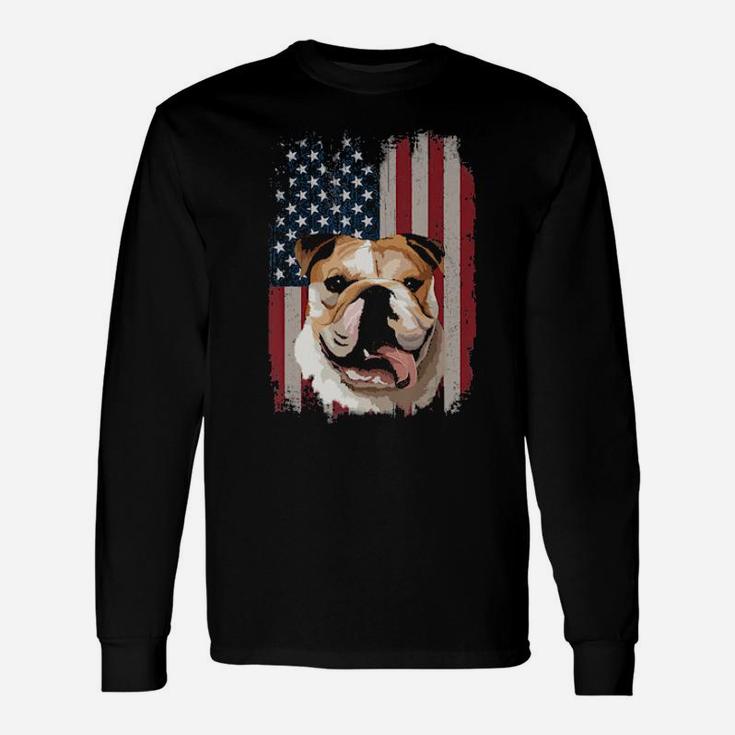 Bulldog American Flag Patriotic 4Th Of July Long Sleeve T-Shirt
