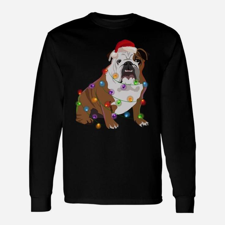 Bulldog Christmas Lights Xmas Dog Lover Sweatshirt Unisex Long Sleeve