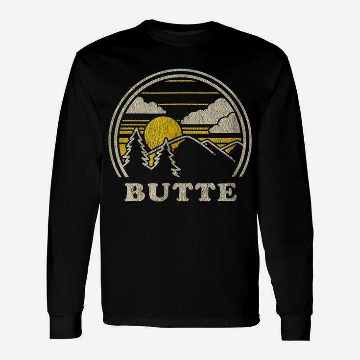 Butte Montana Mt T Shirt Vintage Hiking Mountains Tee Unisex Long Sleeve