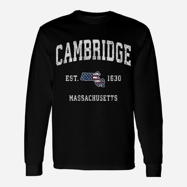 Cambridge Massachusetts Ma Vintage American Flag Design Unisex Long Sleeve