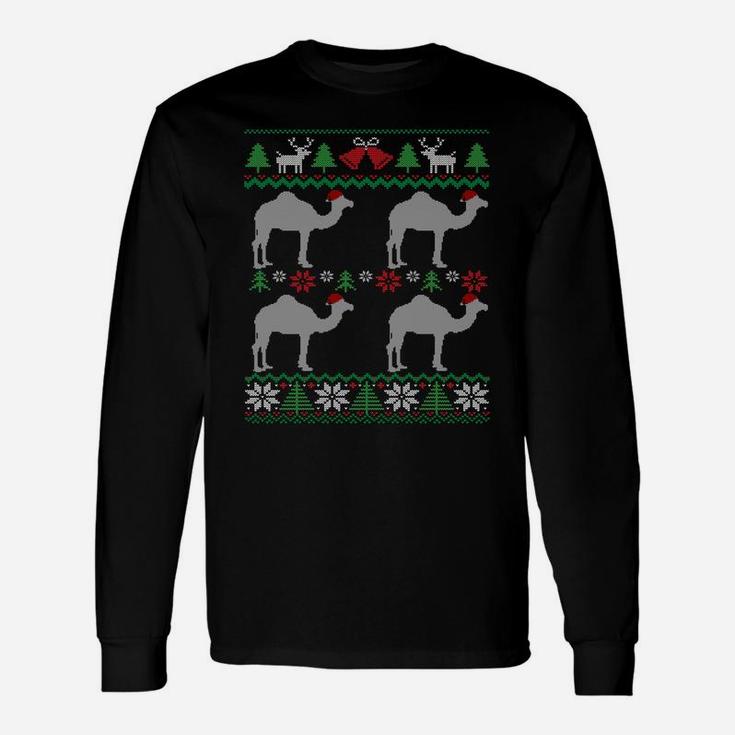 Camels Wearing Santa Hats Funny Egypt Ugly Christmas Sweatshirt Unisex Long Sleeve