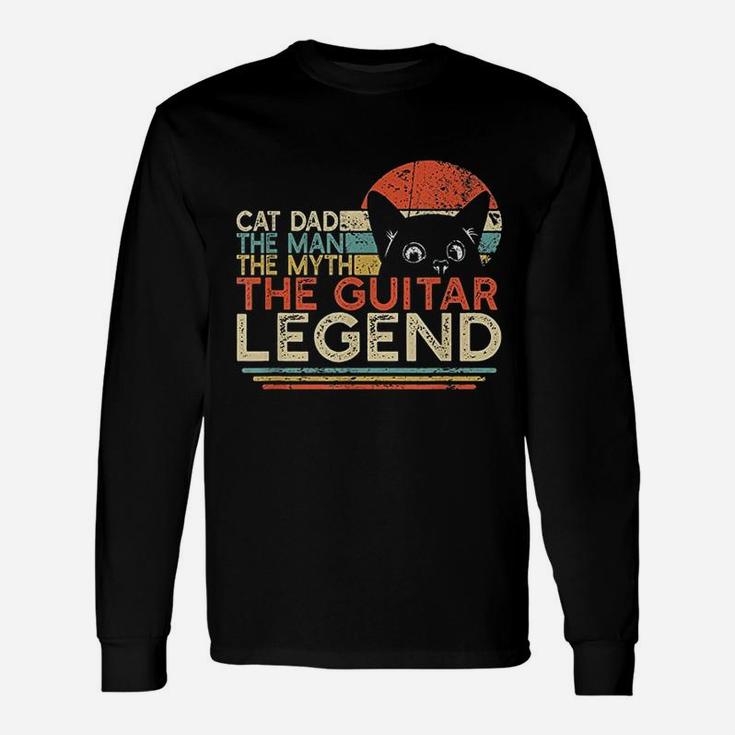 Cat Dad Man Myth Guitar Legend Guitar Player Unisex Long Sleeve